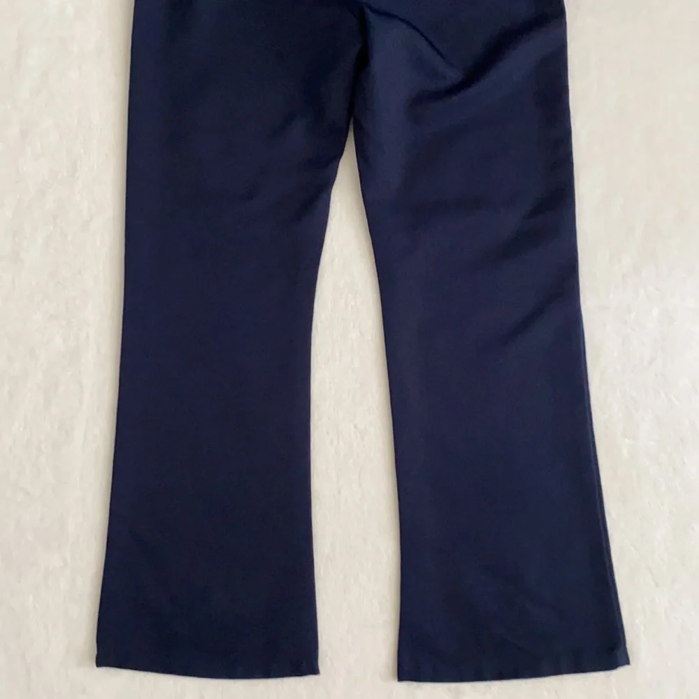 {VTG} Genuine School Uniform | Flat Front High Waist Wide Leg Pants Navy Blue 12